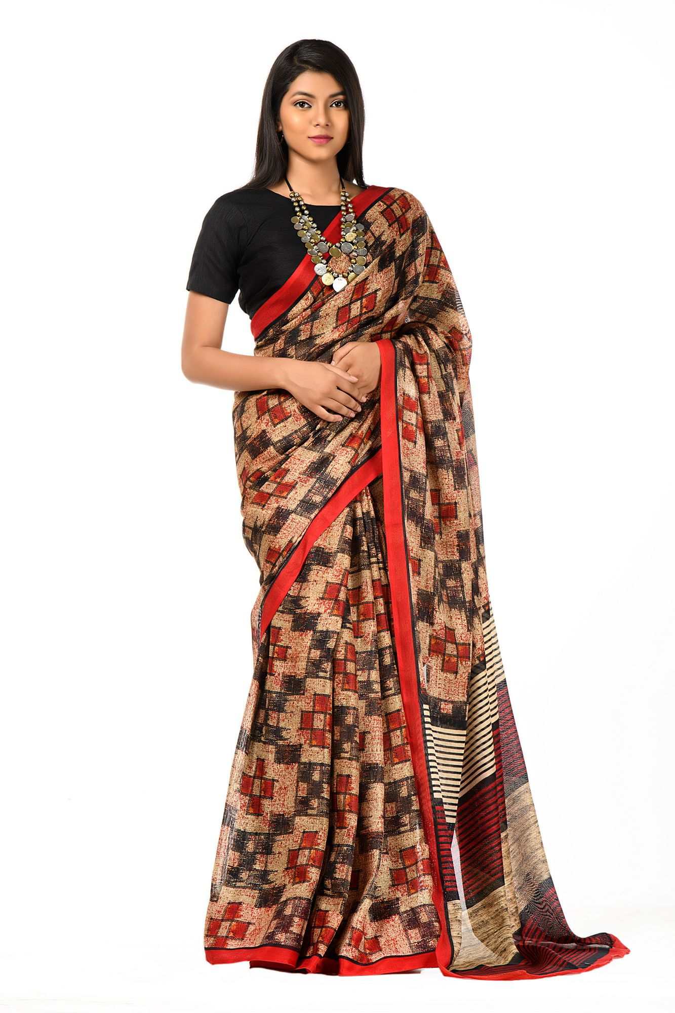 Short Sleeves Raw Silk Black Blouse-Isadora Life