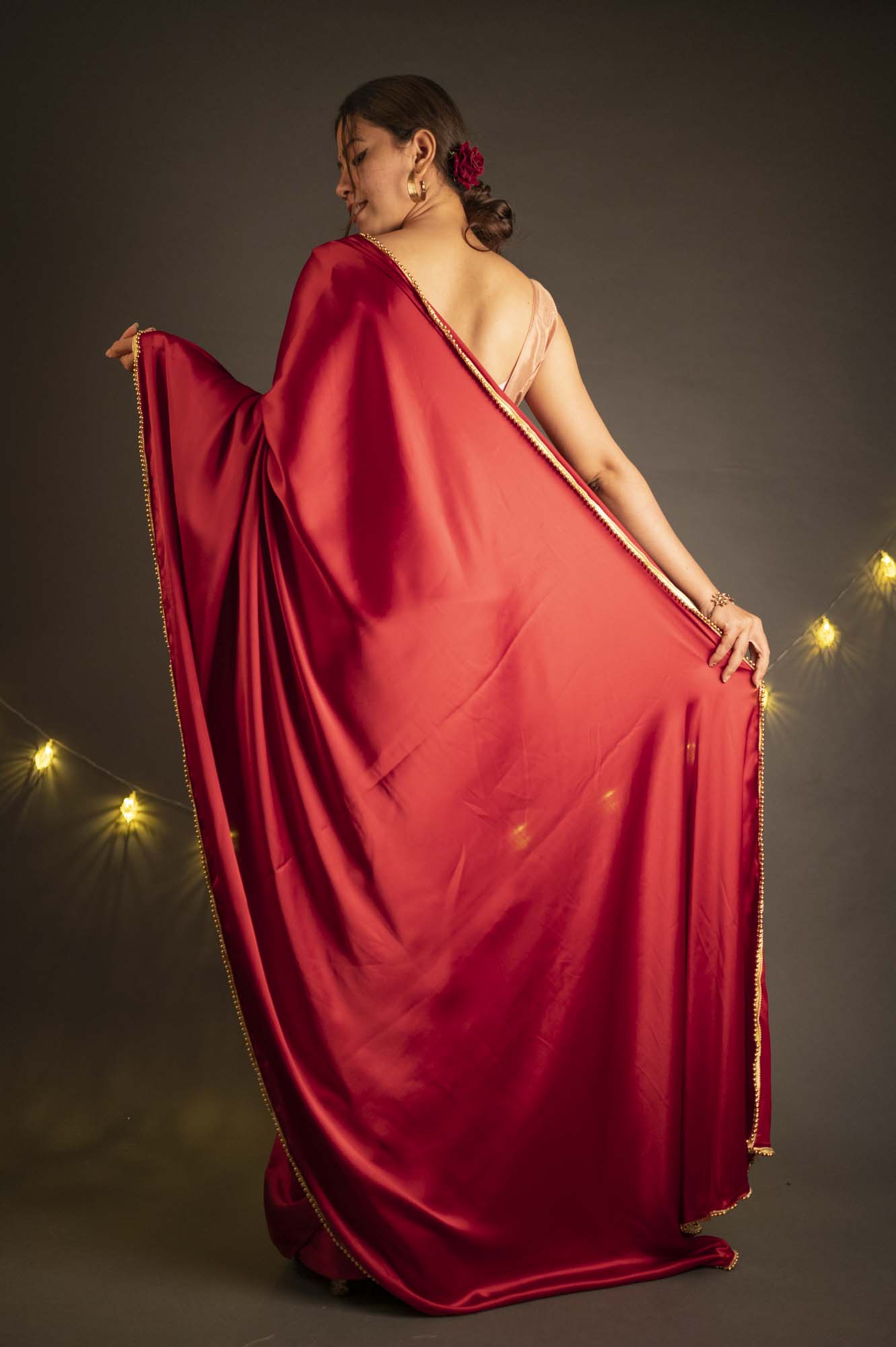 Maroon magic with moti lace border all over - Isadora Life Online Shopping Store