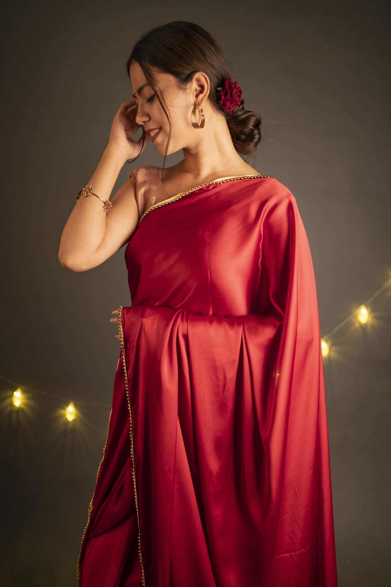 Maroon magic with moti lace border all over - Isadora Life Online Shopping Store