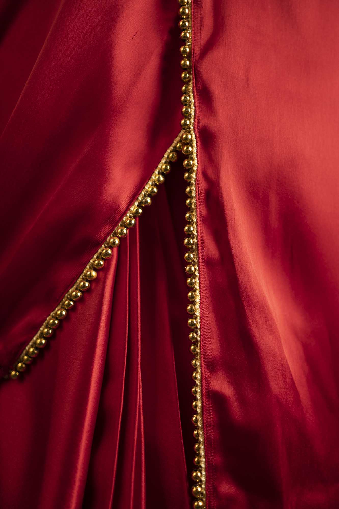 Maroon magic with moti lace border all over - Isadora Life Online Shopping Store