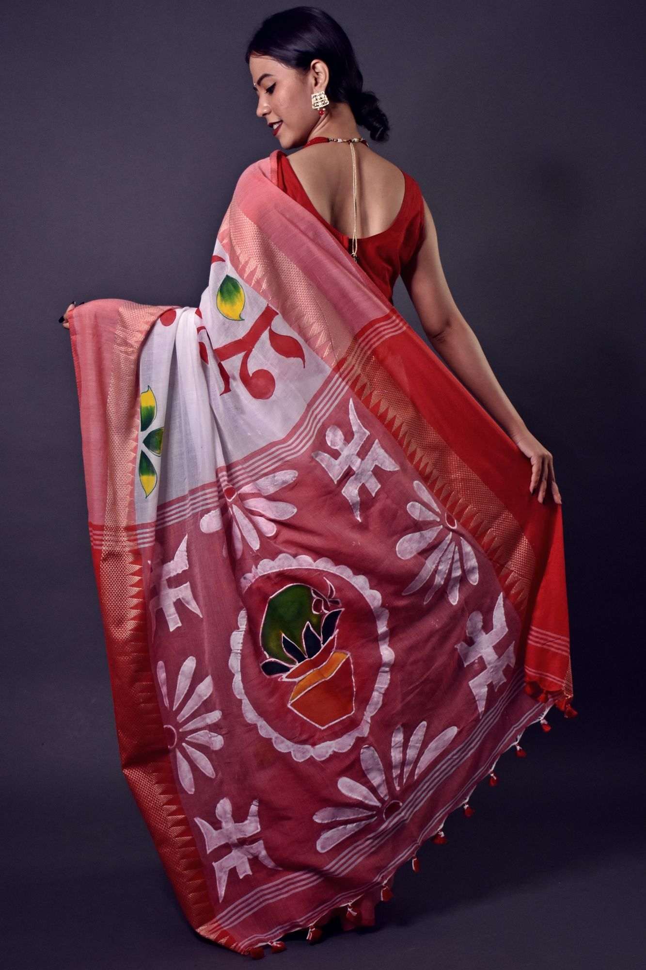 Bengal handloom cotton handpainted wrap in 1 minute saree - Isadora Life Online Shopping Store