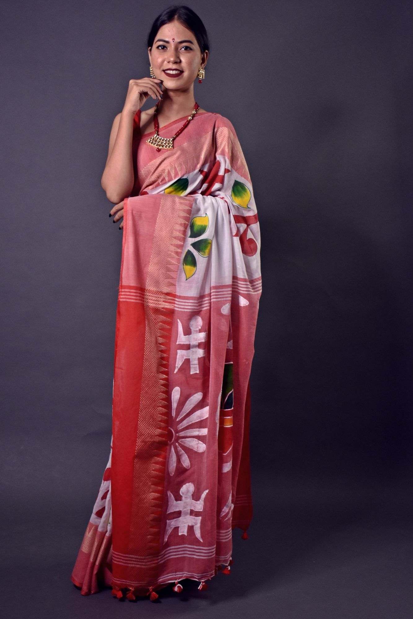 Bengal handloom cotton handpainted wrap in 1 minute saree - Isadora Life Online Shopping Store