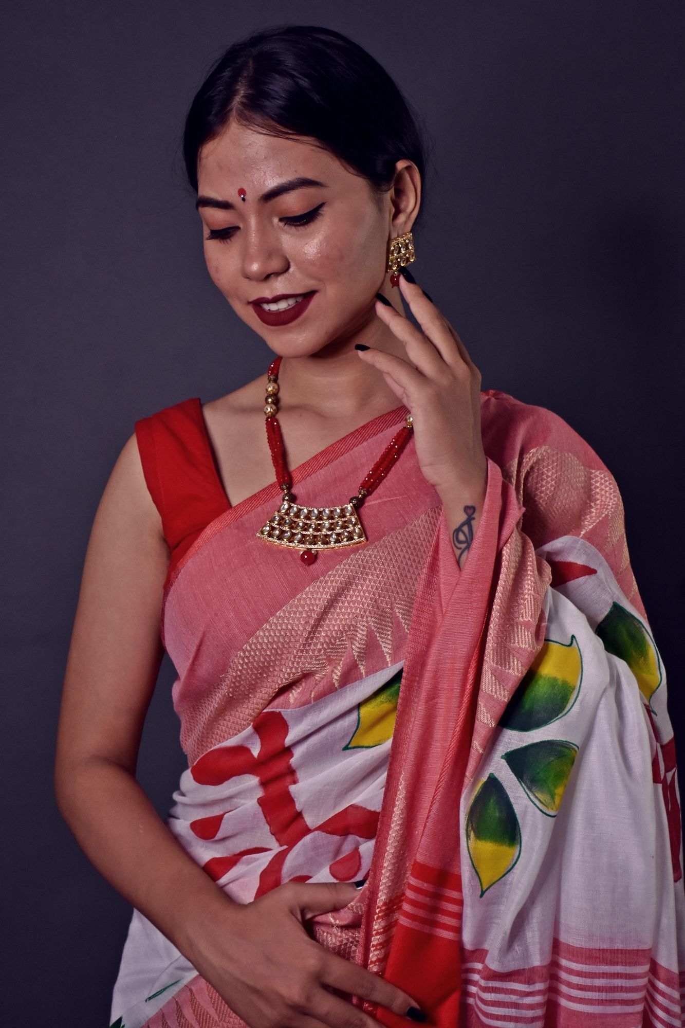 Bengal handloom cotton handpainted wrap in 1 minute saree - Isadora Life Online Shopping Store