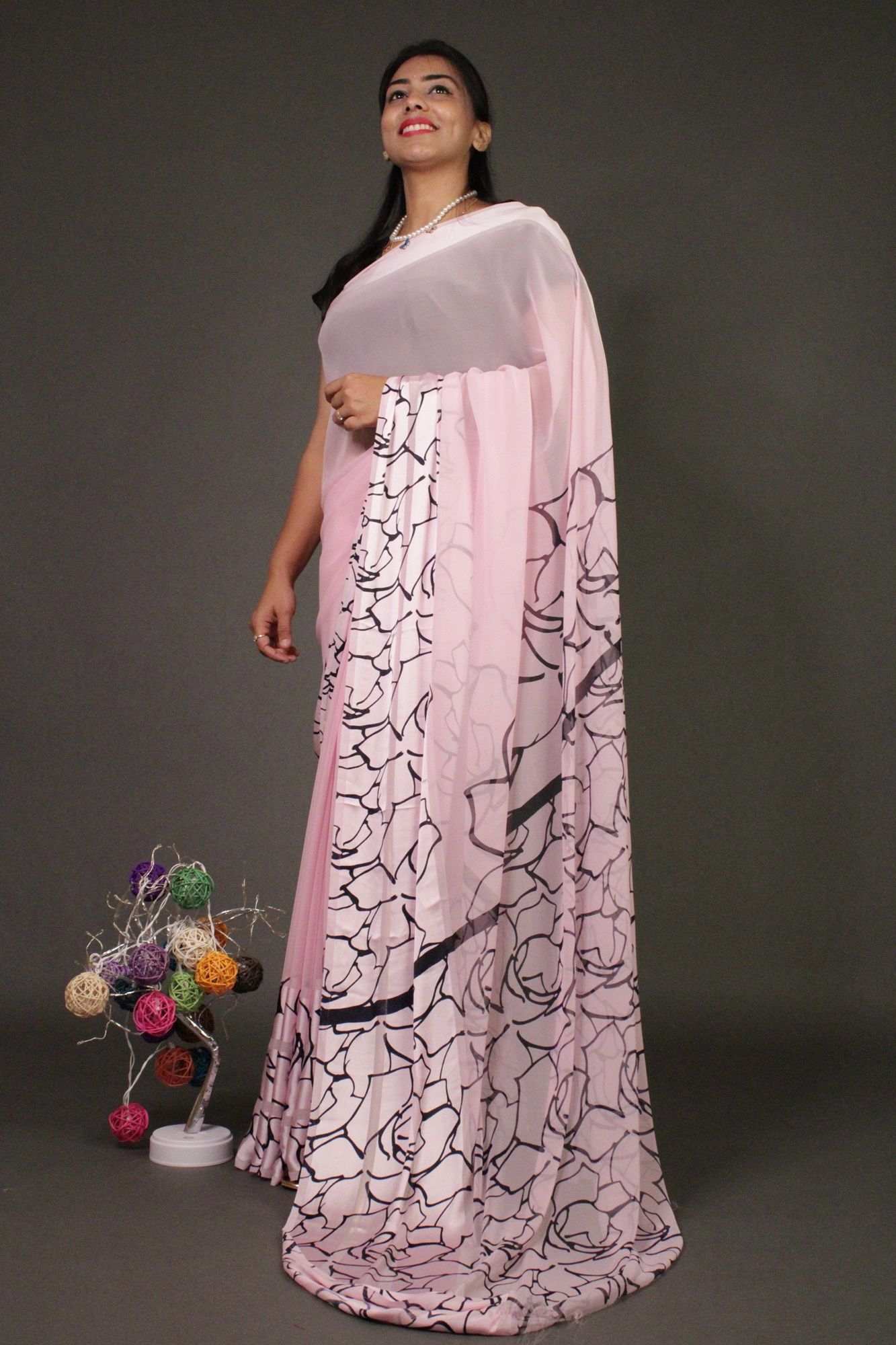 Light Pink Soft Georgette Wrap in 1 minute saree - Isadora Life Online Shopping Store