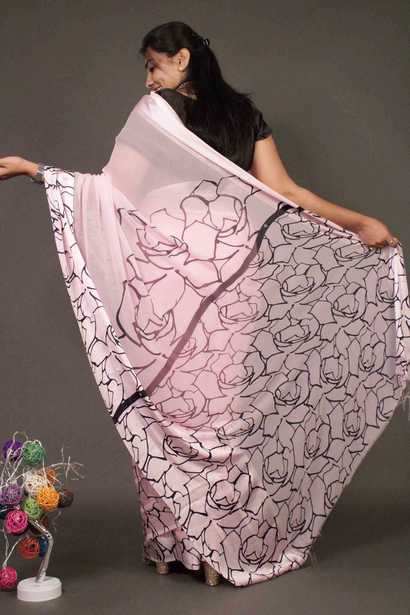 Light Pink Soft Georgette Wrap in 1 minute saree - Isadora Life Online Shopping Store