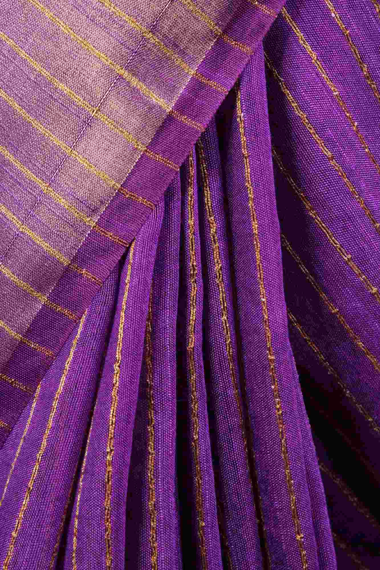 Purple Premium Bhagalpuri Cotton Silk with woven zari and sequin work all over Wrap in 1 minute saree - Isadora Life Online Shopping Store