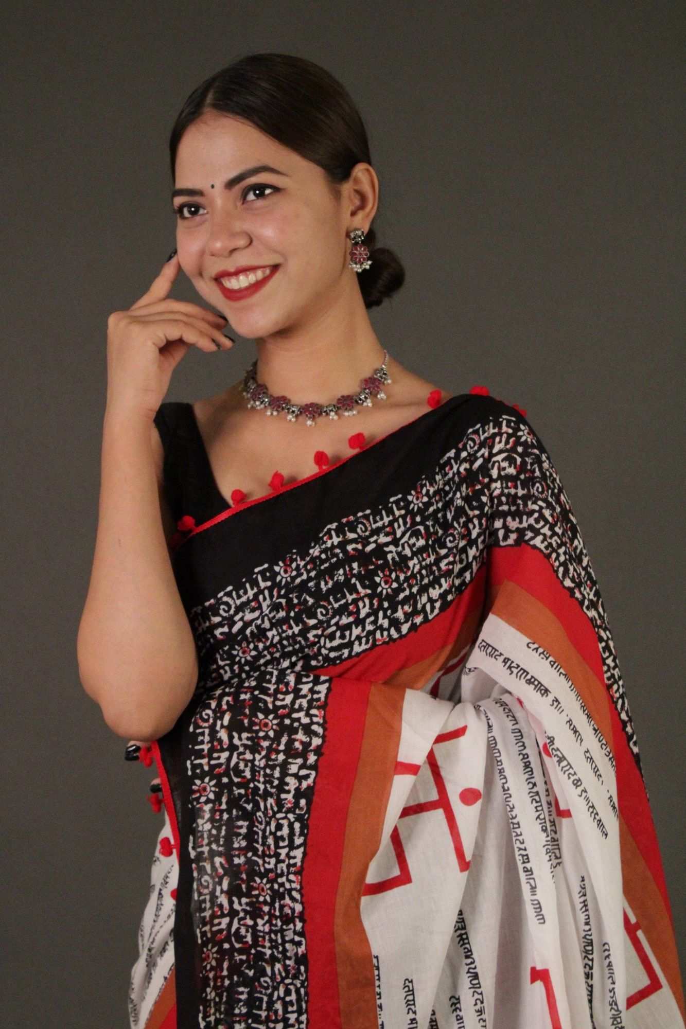 Ikkat & ajrakh jaipuri mul mul wrap in 1 min sari - Isadora Life Online Shopping Store