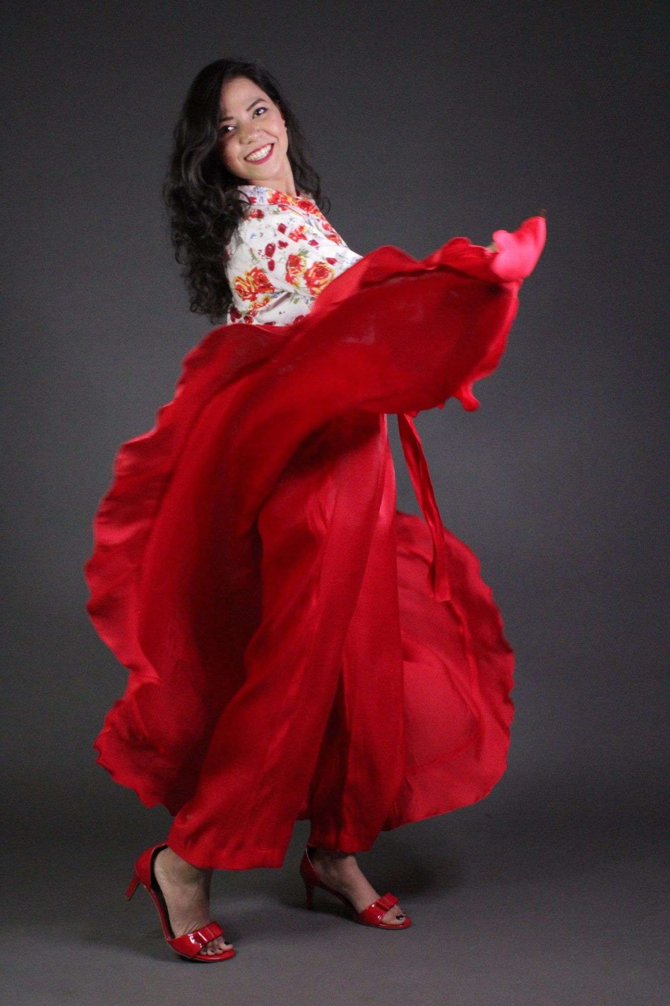 Classy & comfy red apple silk pant skirt - Isadora Life Online Shopping Store