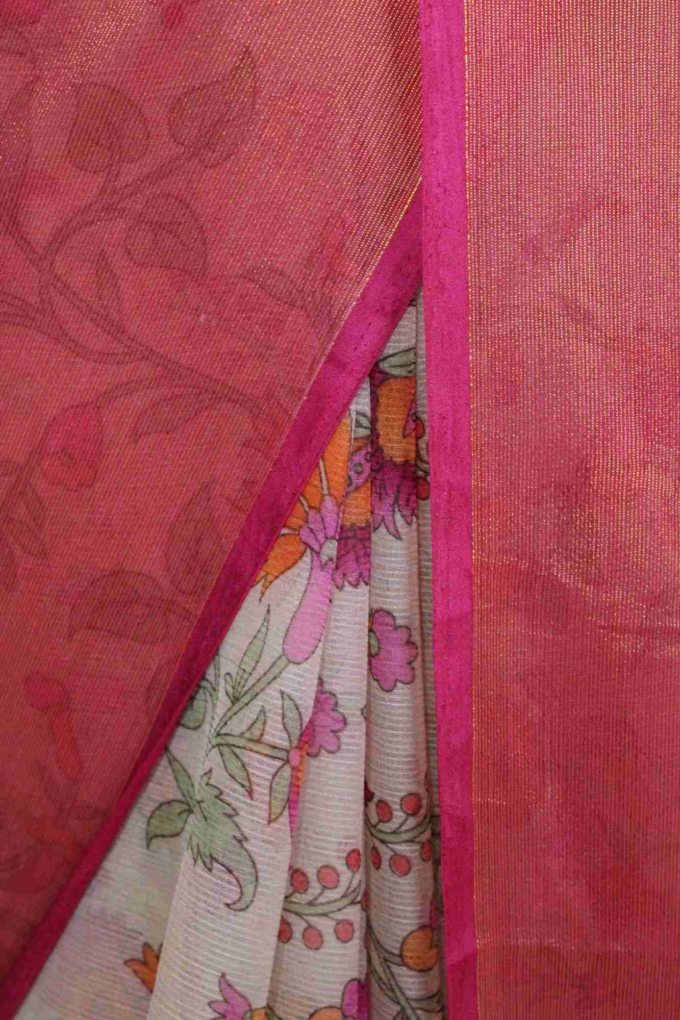 Moss Chiffon Floral Printed with Broad Woven Zari Border Wrap in 1 minute saree - Isadora Life Online Shopping Store