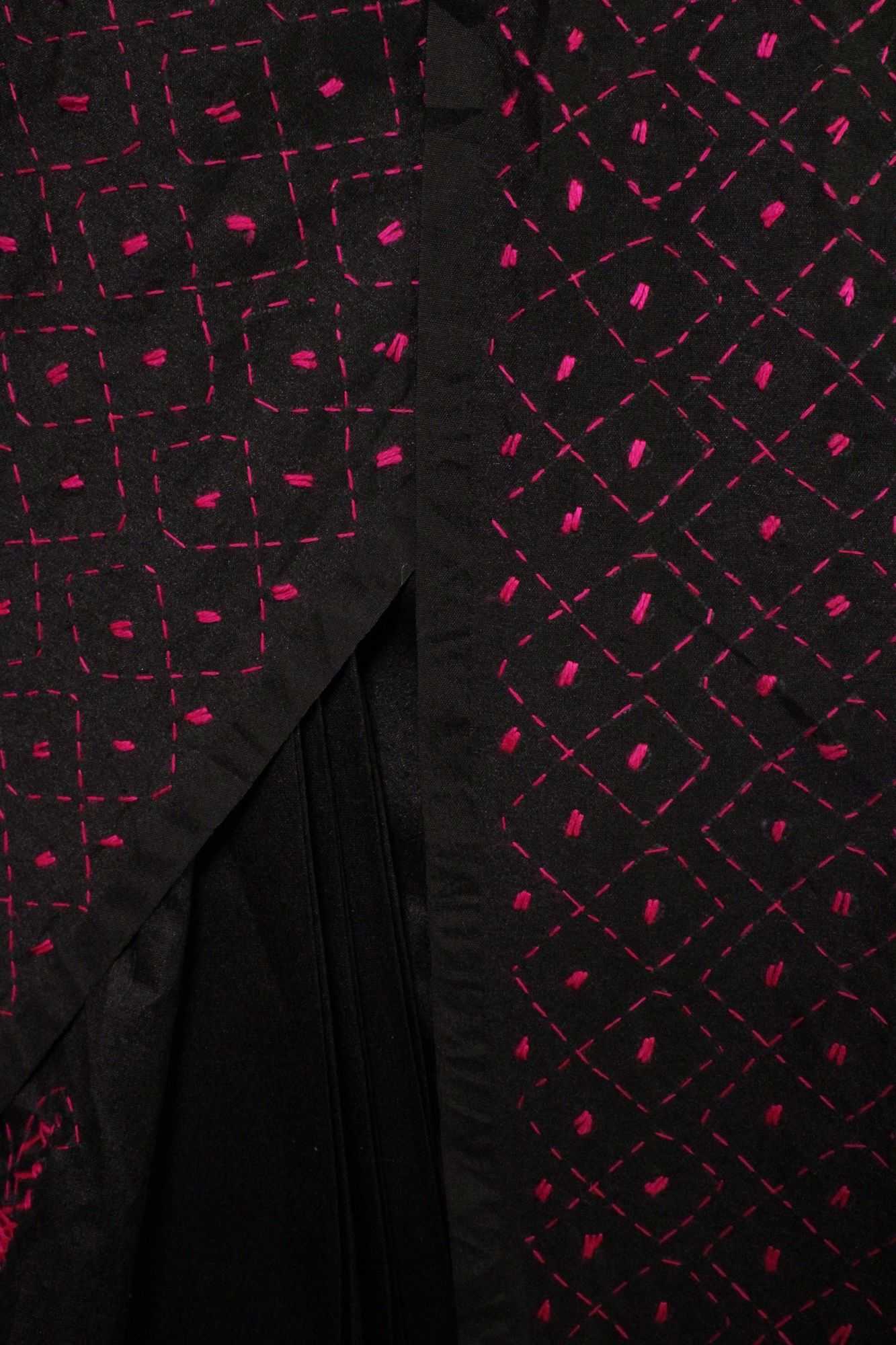 Black Kantha Stitched Embroidered all over Wrap in 1 minute saree - Isadora Life Online Shopping Store