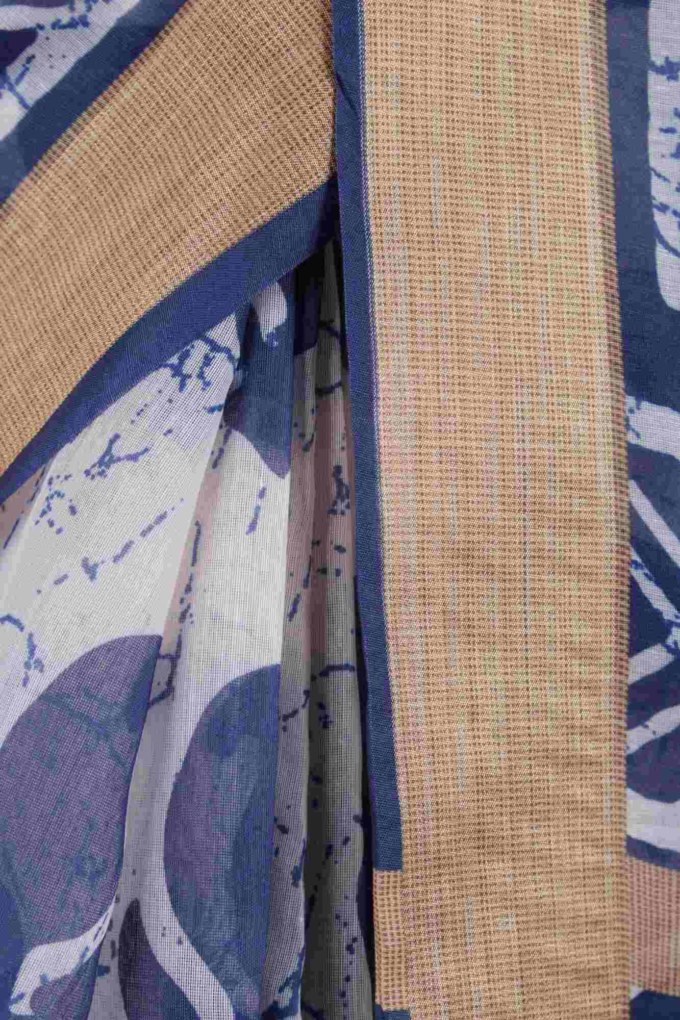 Indigo Chanderi Weaving Golden Border Digital Printed Wrap in 1 Minute Saree With Readymade Blouse - Isadora Life Online Shopping Store