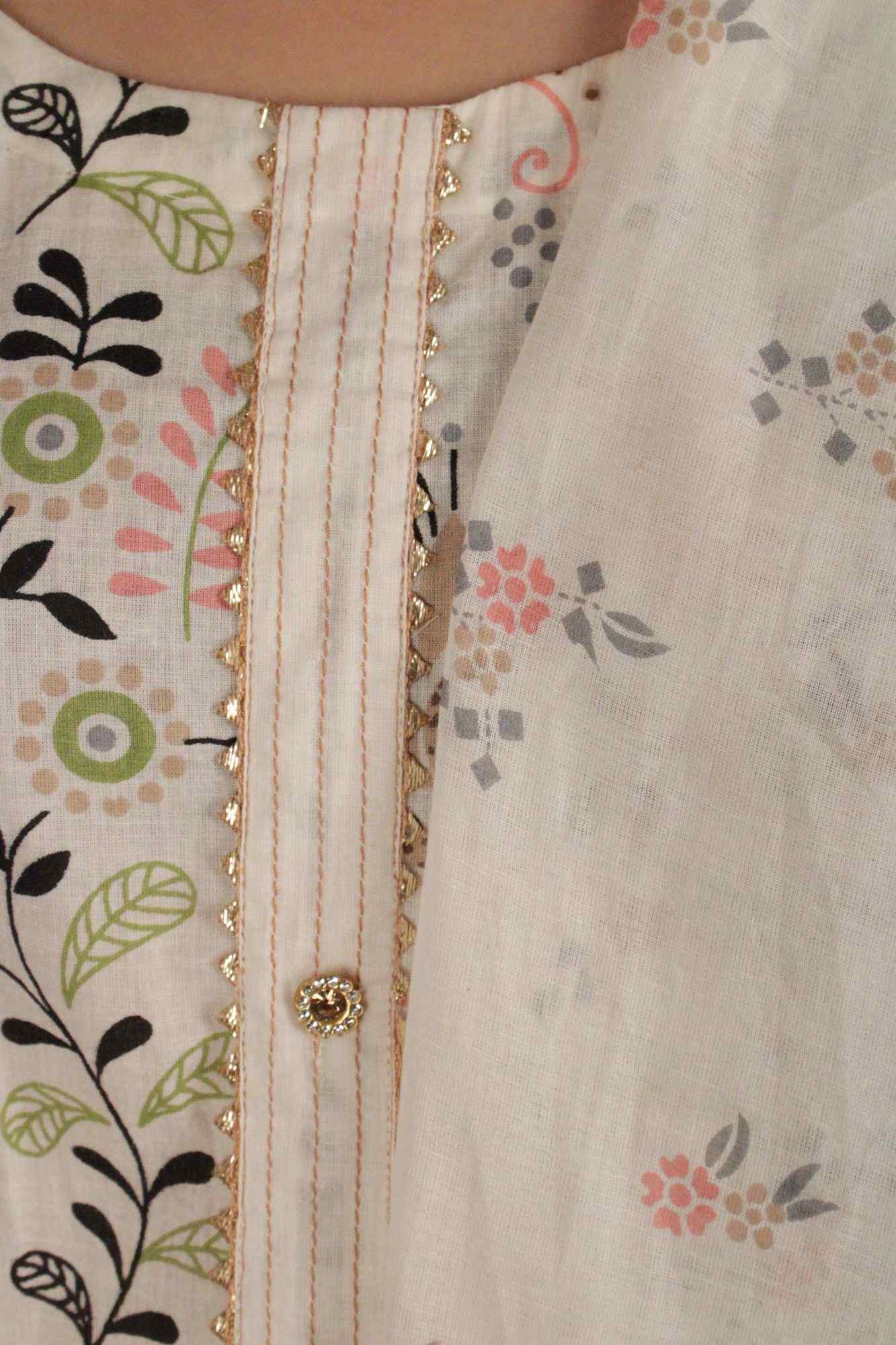 White Beautiful Design Printed Cotton Ready to wear Salwar-Kameez with Dupatta - Isadora Life Online Shopping Store