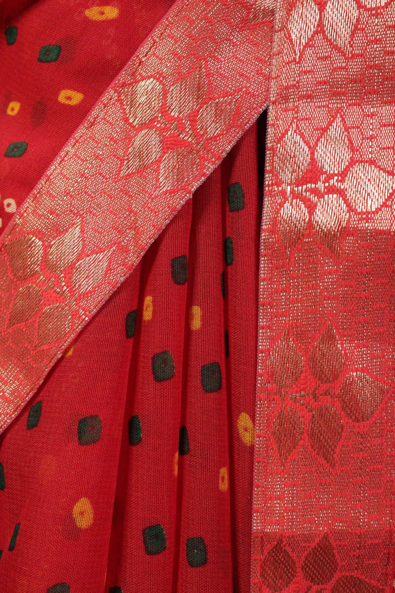 Bandhani Printed Red Georgette Wrap in 1 minute saree - Isadora Life Online Shopping Store