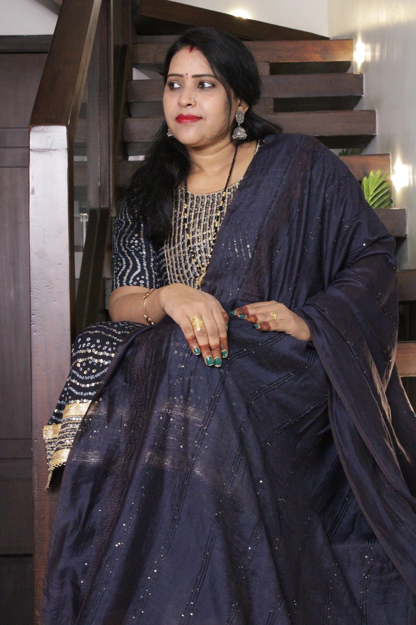 Navy Blue Sequined Ready to wear Salwar-Kameez with Dupatta - Isadora Life Online Shopping Store