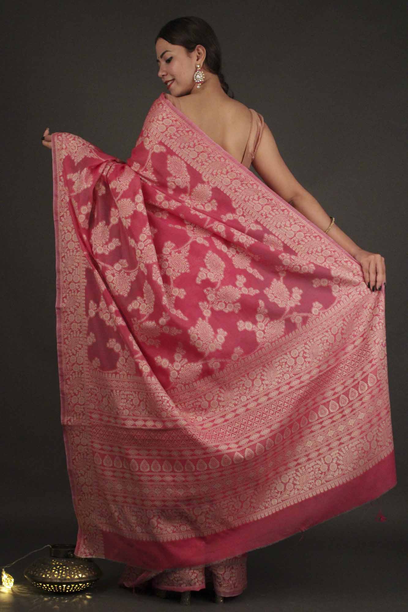 Lucknowi Chikankari Woven Cotton Wrap in 1 minute saree - Isadora Life Online Shopping Store