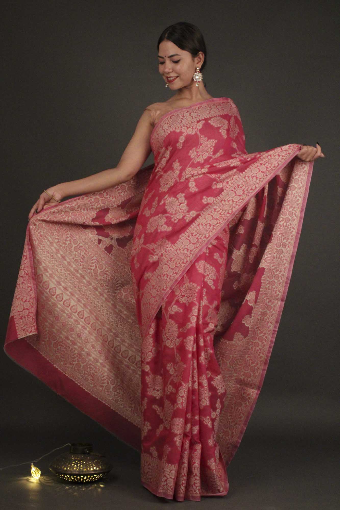 Lucknowi Chikankari Woven Cotton Wrap in 1 minute saree - Isadora Life Online Shopping Store