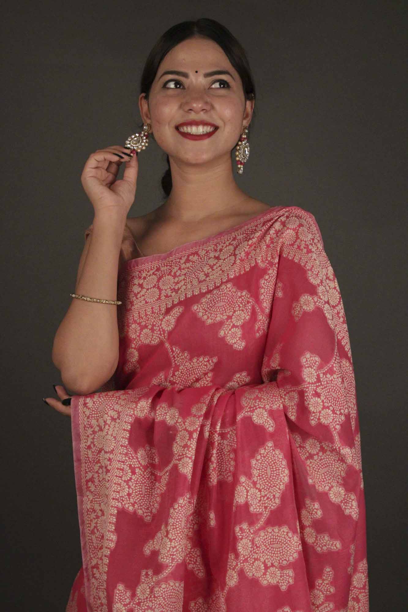 Lucknowi Chikankari Woven Cotton Wrap in 1 minute saree - Isadora Life Online Shopping Store