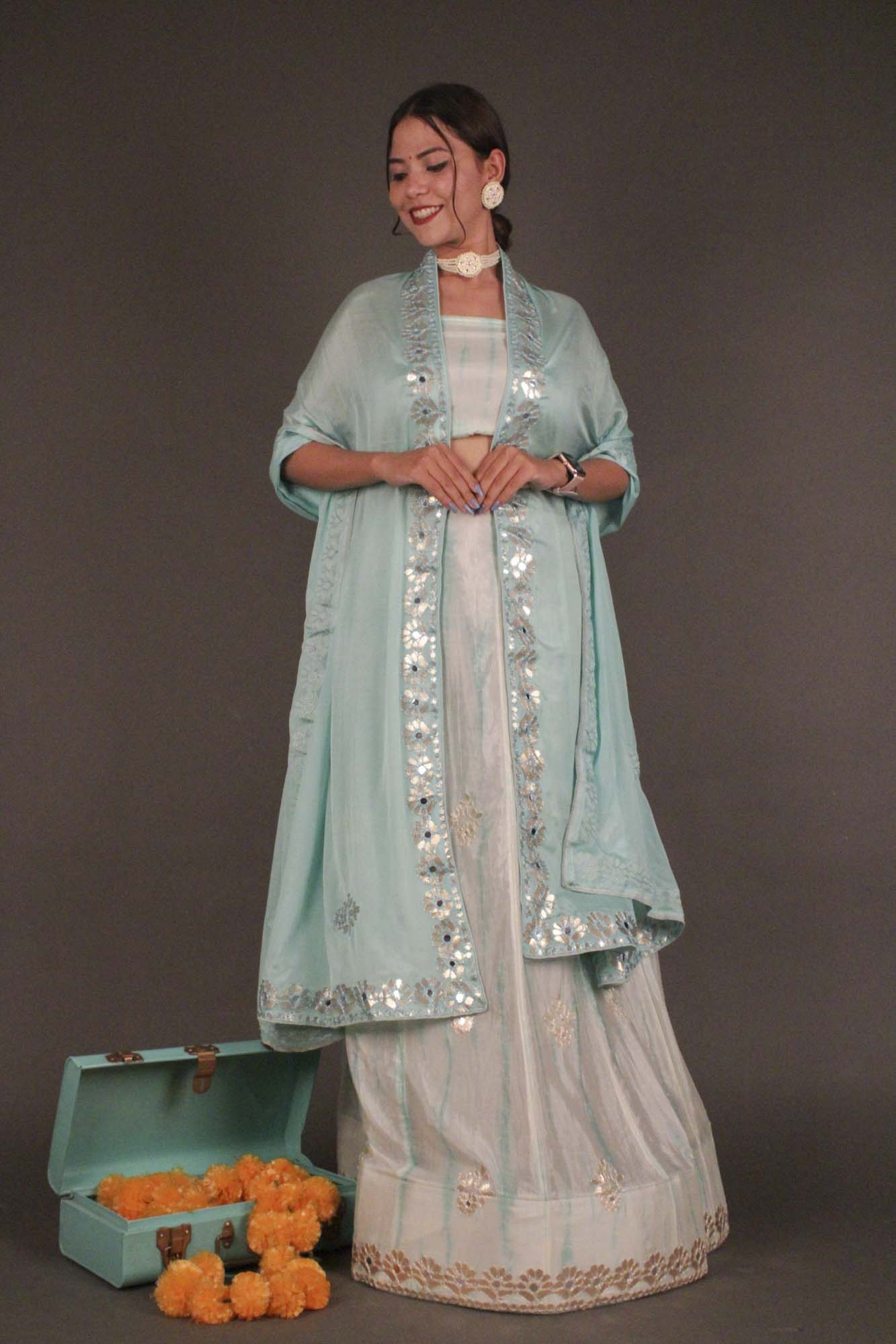 Light Blue Lehenga with Gota Patti Work - Isadora Life Online Shopping Store