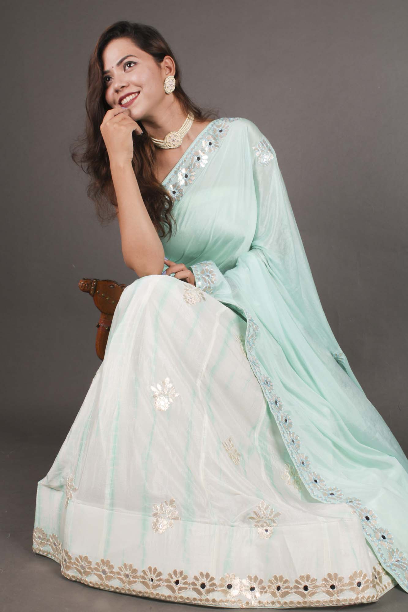 Light Blue Lehenga with Gota Patti Work - Isadora Life Online Shopping Store
