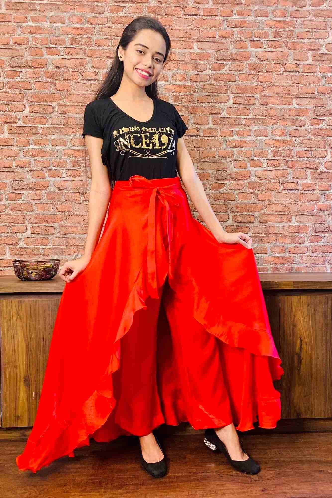 Classy & comfy red apple silk pant skirt - Isadora Life Online Shopping Store