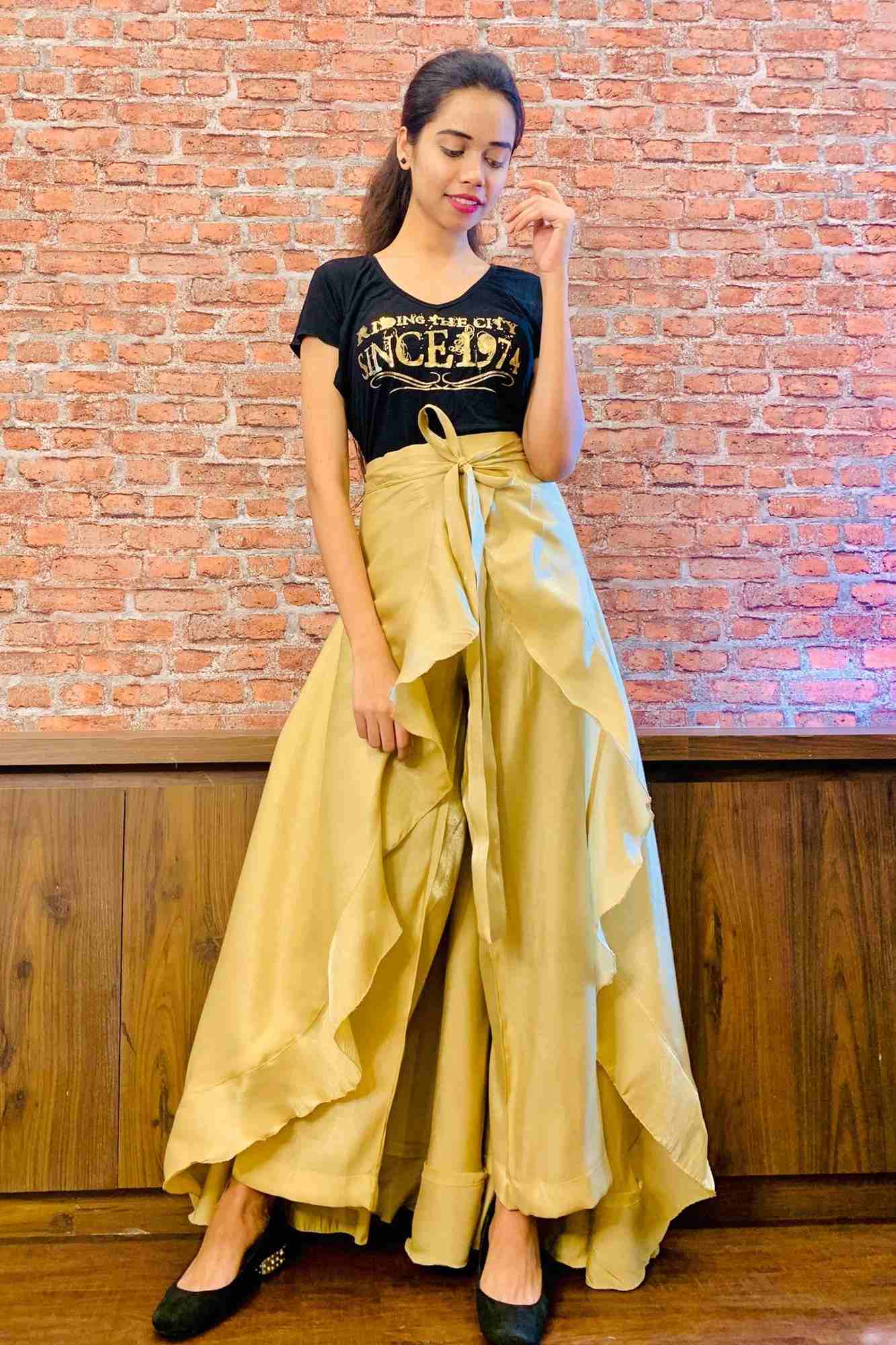 Classy & comfy beige apple silk pant skirt - Isadora Life Online Shopping Store