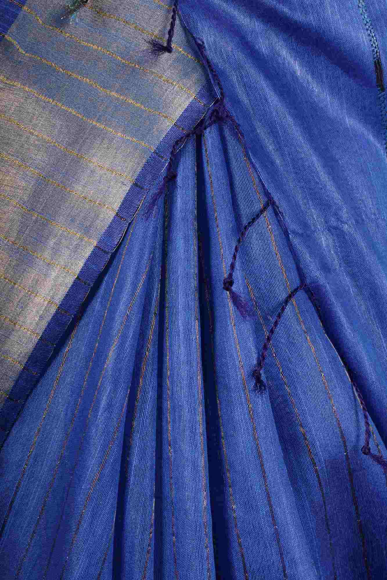 Blue bhagalpuri cotton silk with sequins all over pallu Wrap in 1 minute saree - Isadora Life Online Shopping Store