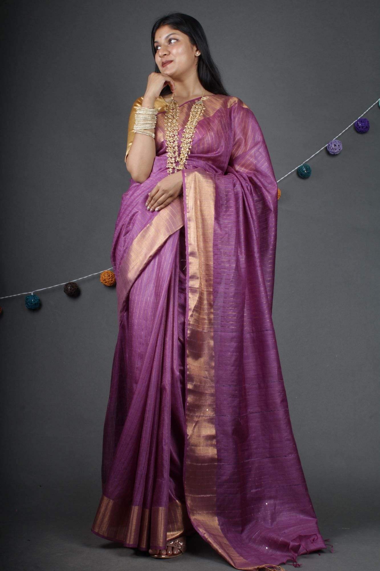 Light purplish pink bhagalpuri cotton silk Woven with sequins all over Pallu evening wear Wrap in 1 minute saree - Isadora Life Online Shopping Store