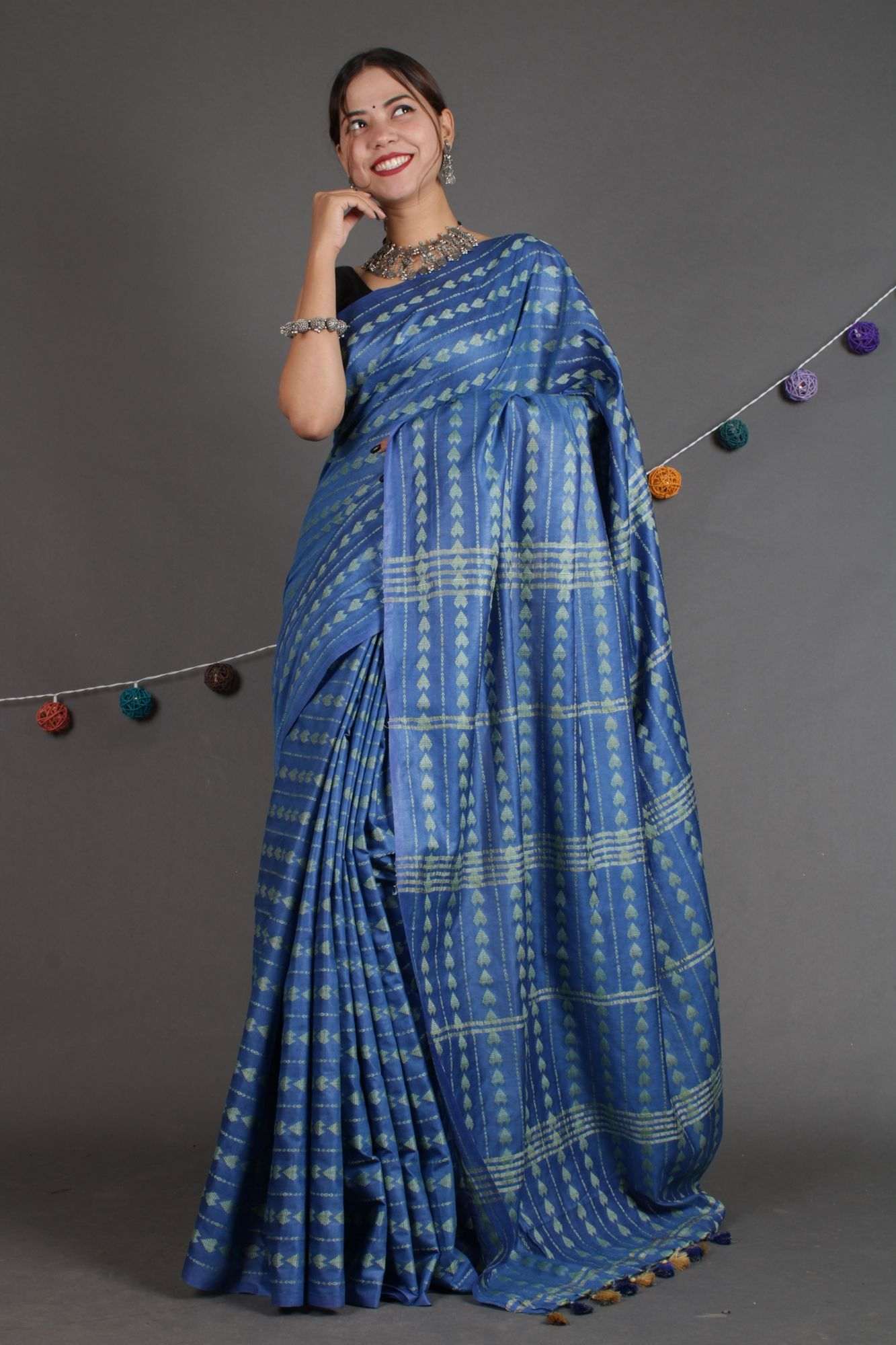 Beautiful Classy and Sophisticated soft blue kota silk with resham stitch all over Wrap in 1 minute saree - Isadora Life Online Shopping Store