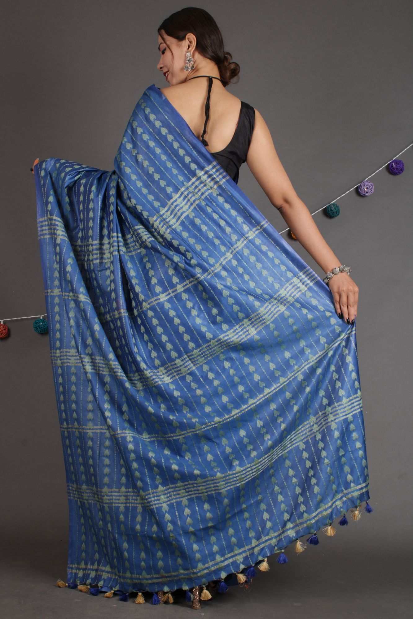 Beautiful Classy and Sophisticated soft blue kota silk with resham stitch all over Wrap in 1 minute saree - Isadora Life Online Shopping Store