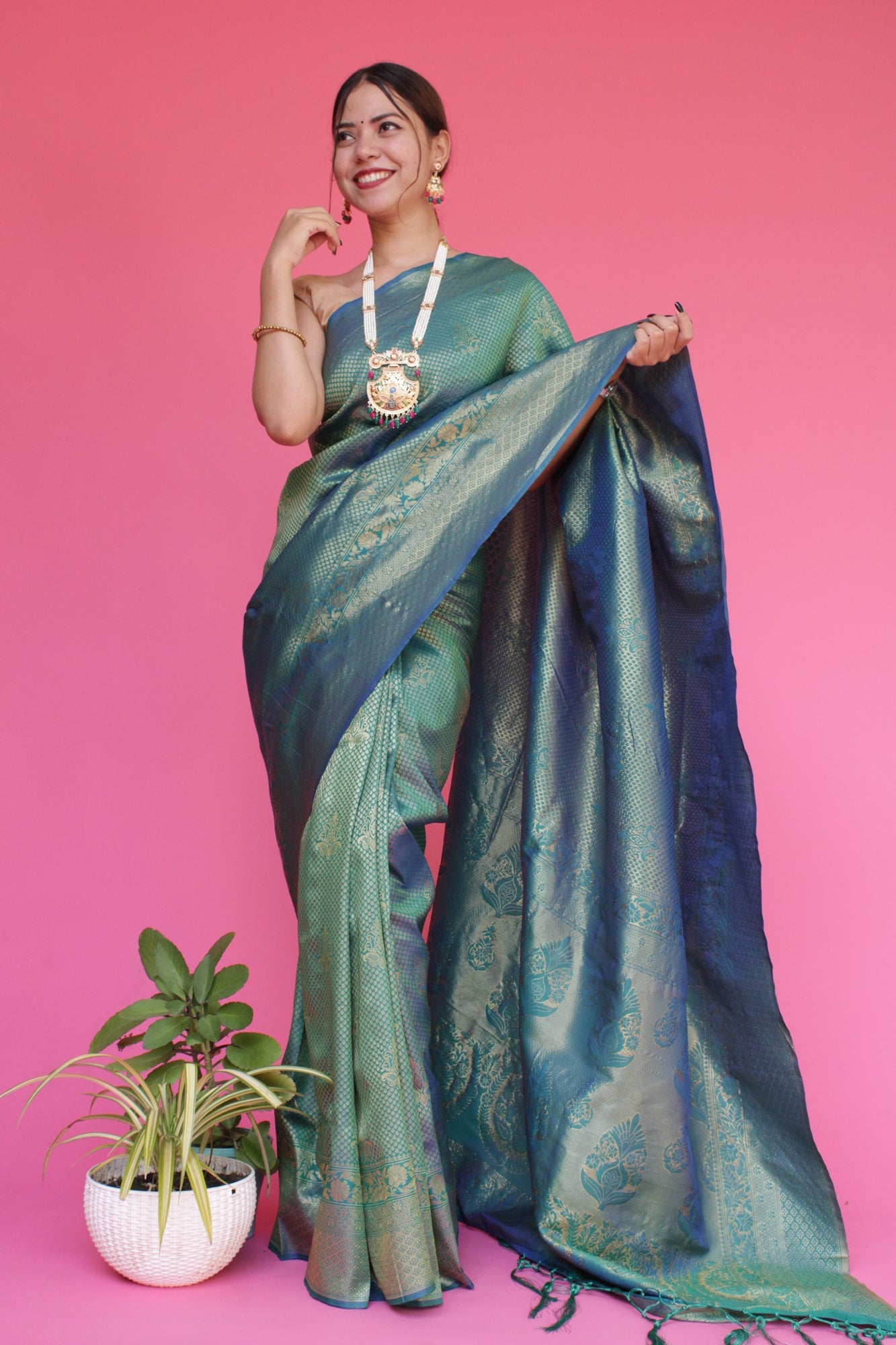 Ready to wear Dhoop Chaanv Zari Woven Banarasi Wrap in 1 minute saree - Isadora Life Online Shopping Store