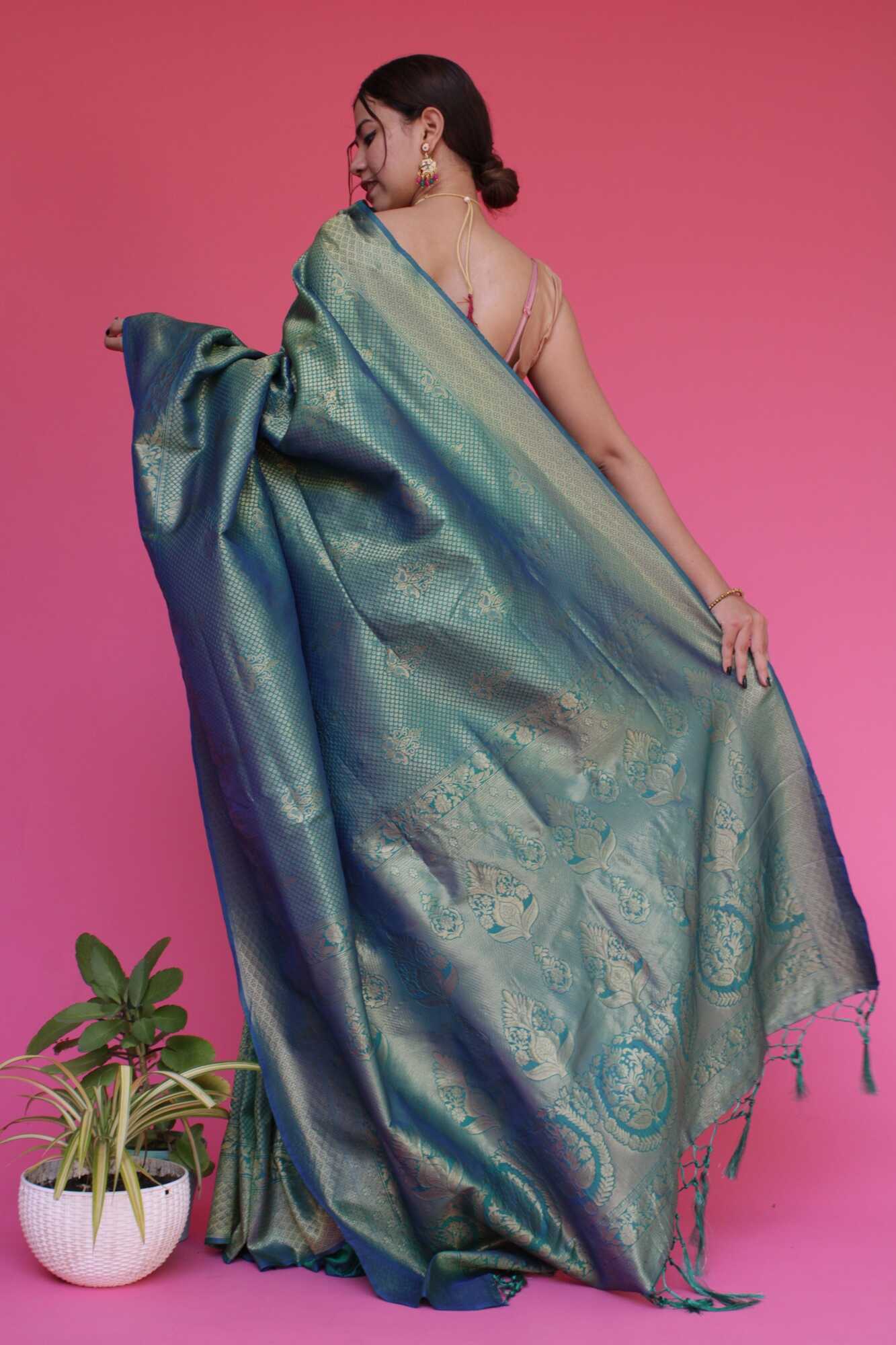 Ready to wear Dhoop Chaanv Zari Woven Banarasi Wrap in 1 minute saree - Isadora Life Online Shopping Store