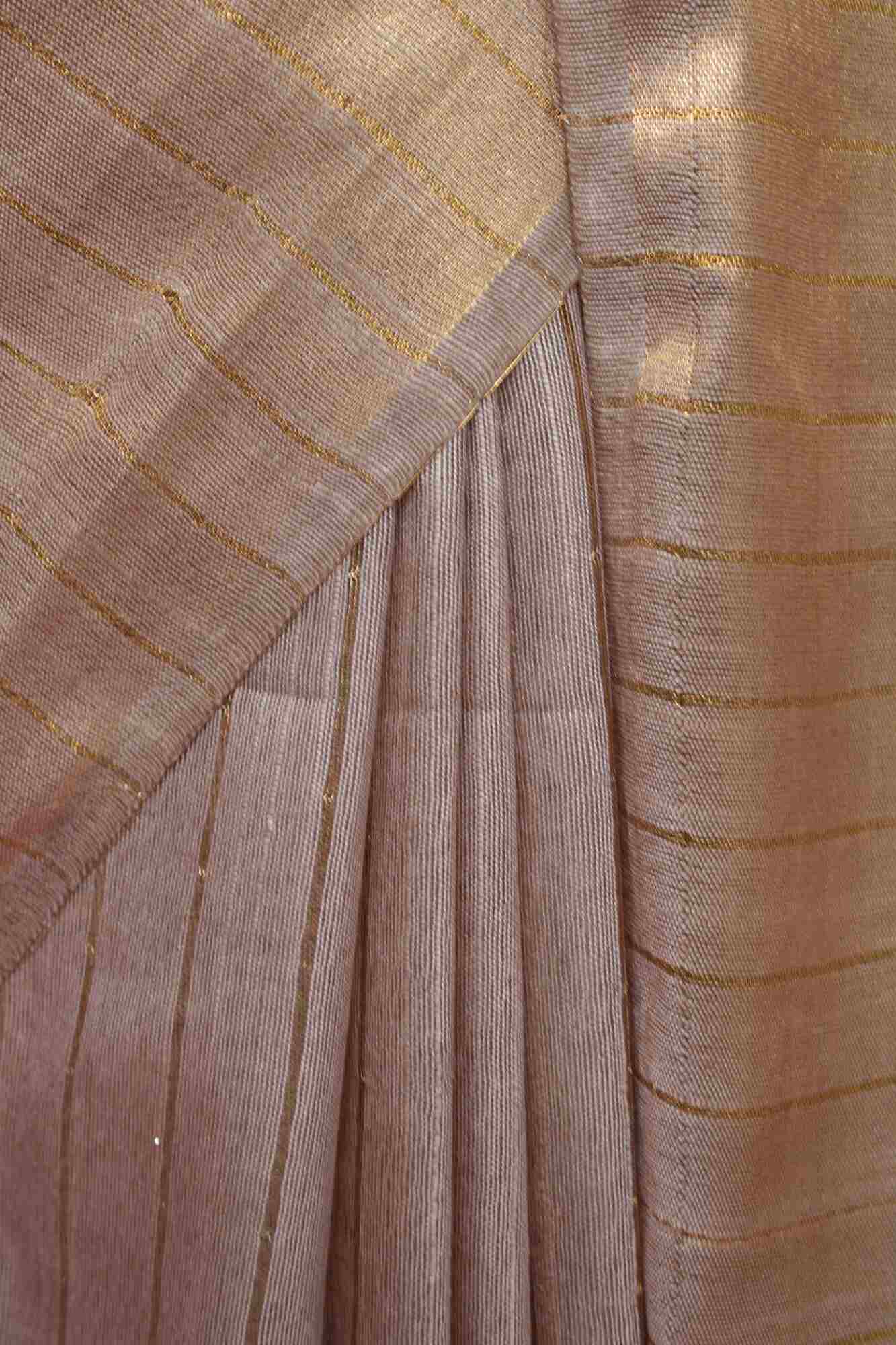 Beige Katan Silk Resham Weaving with Sequin woven pallu Wrap in 1 minute saree - Isadora Life Online Shopping Store