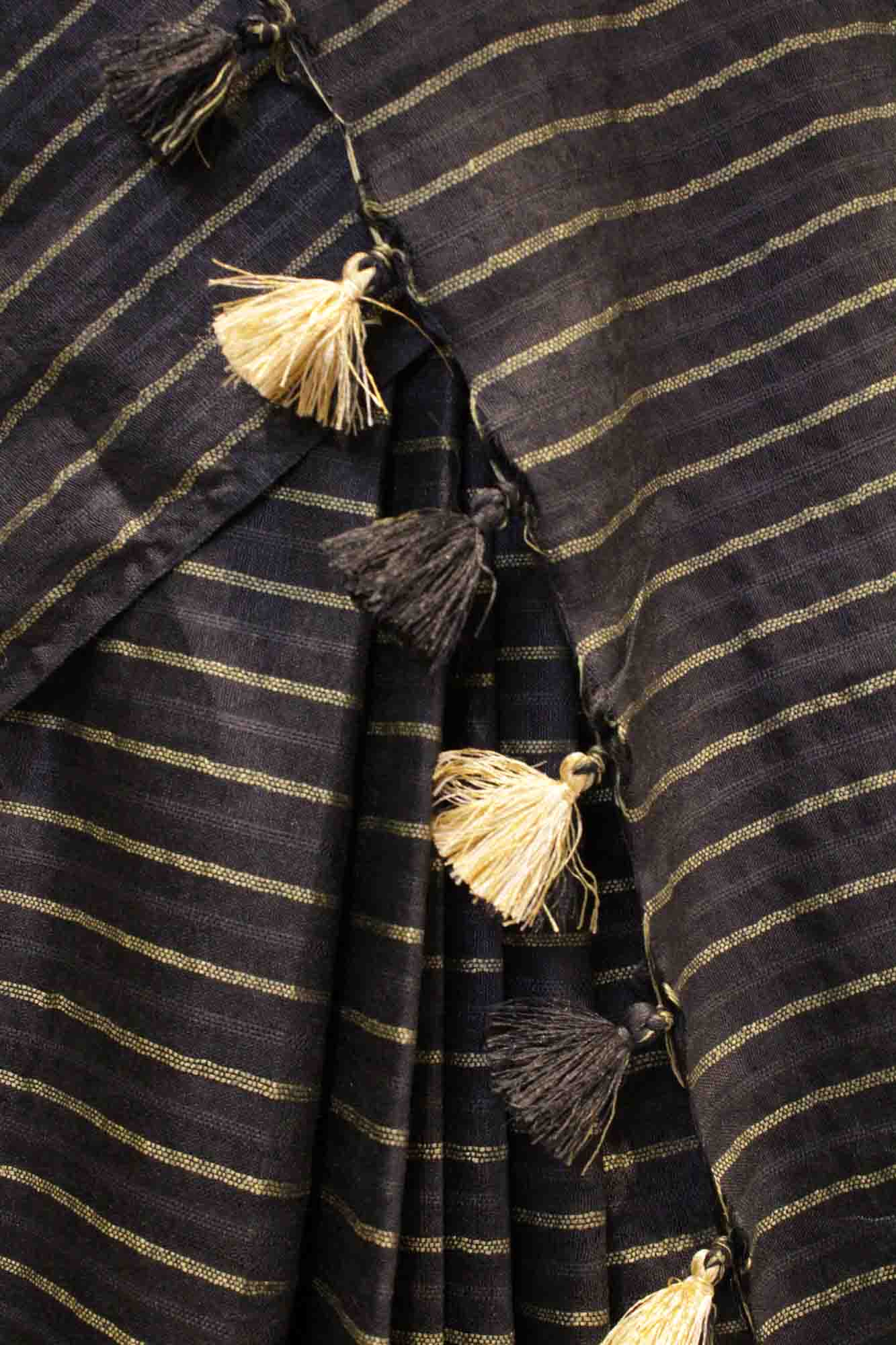 Black Katan Silk with Resham weaving all over Wrap in1 minute saree - Isadora Life Online Shopping Store