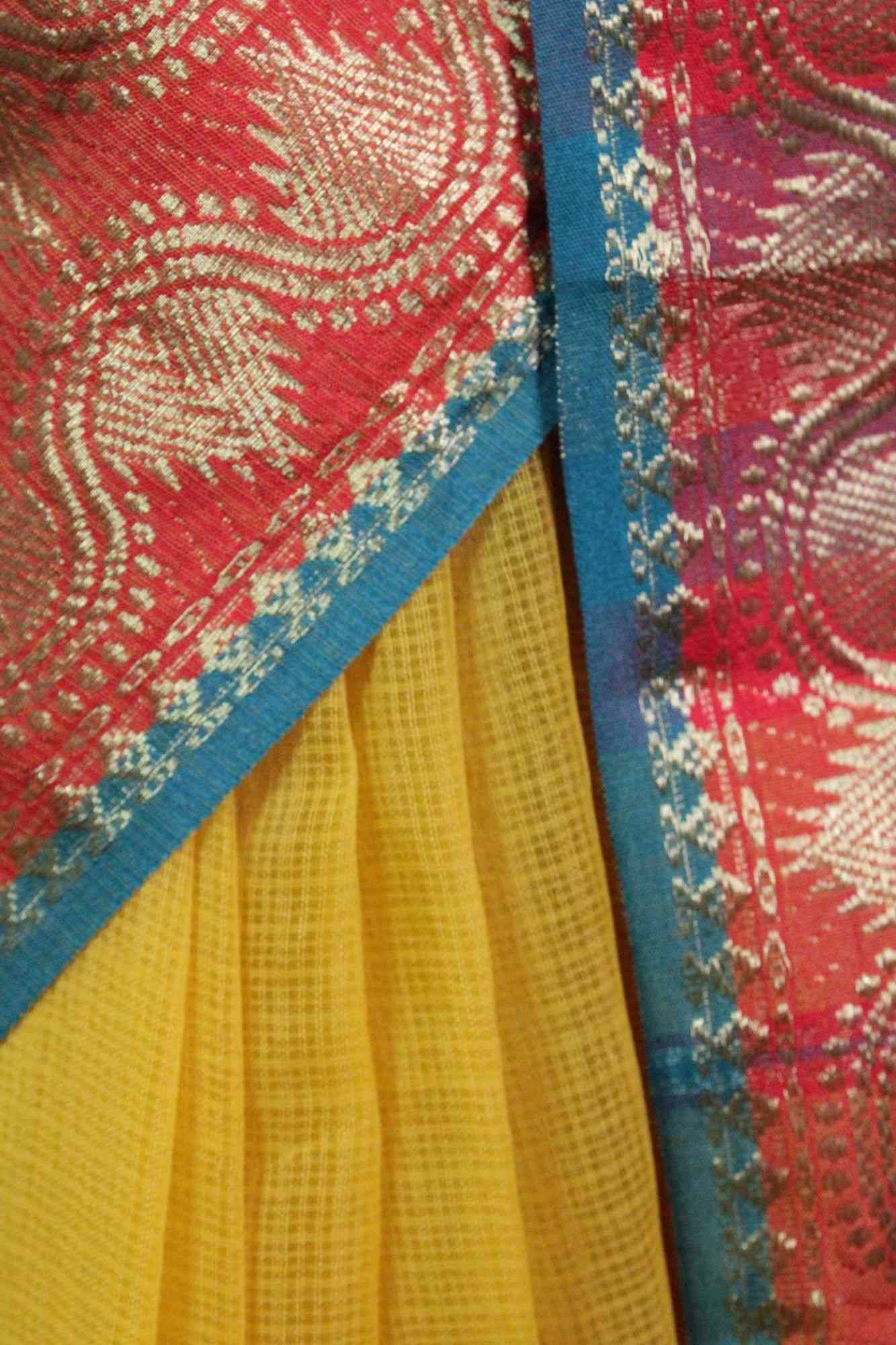 Kota Doria Cotton Manipuri Wrap in 1 minute Saree - Isadora Life Online Shopping Store