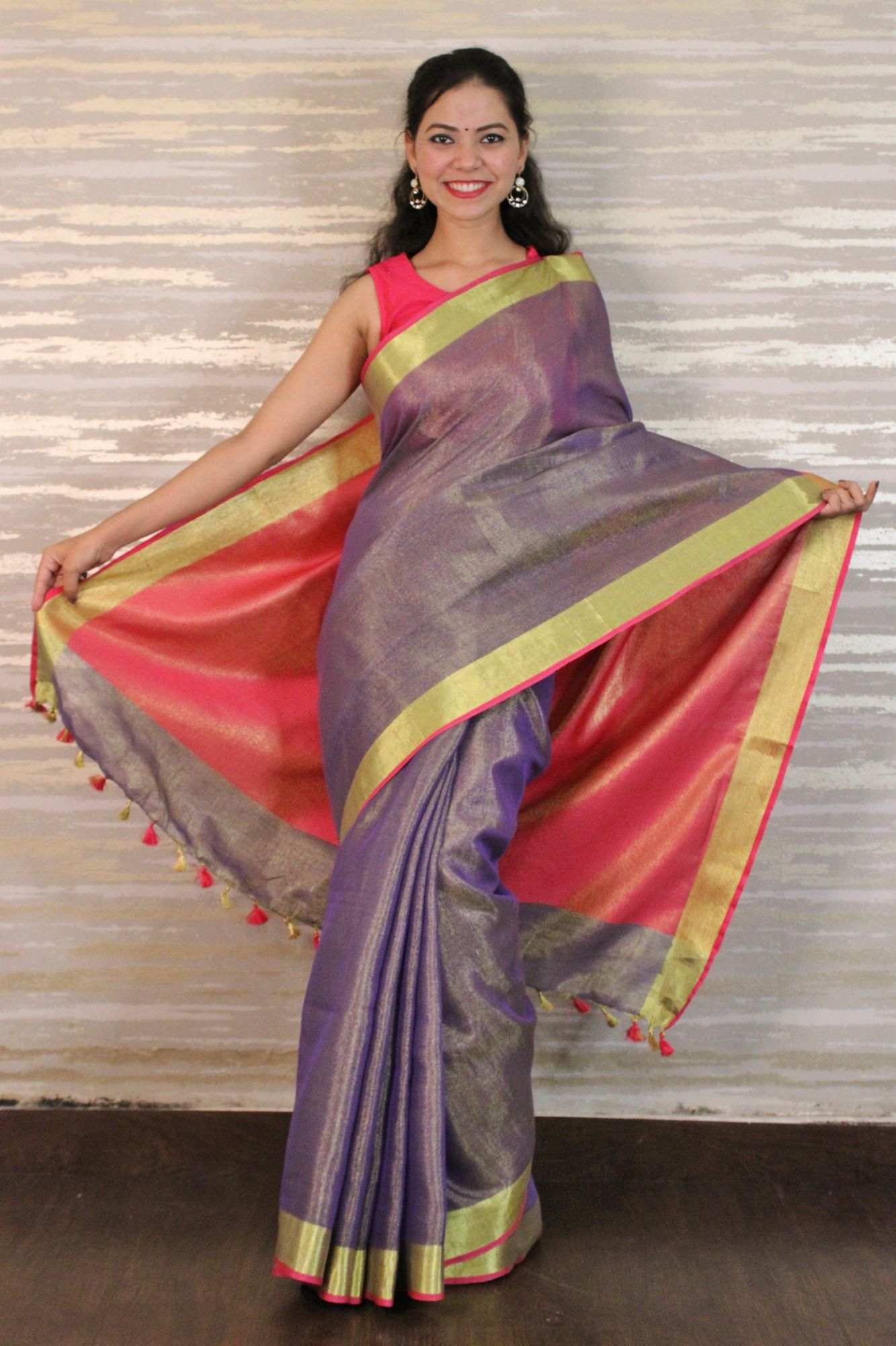 Bhagalpuri linen tissue dhoop chaanv wrap in 1 miute saree - Isadora Life Online Shopping Store