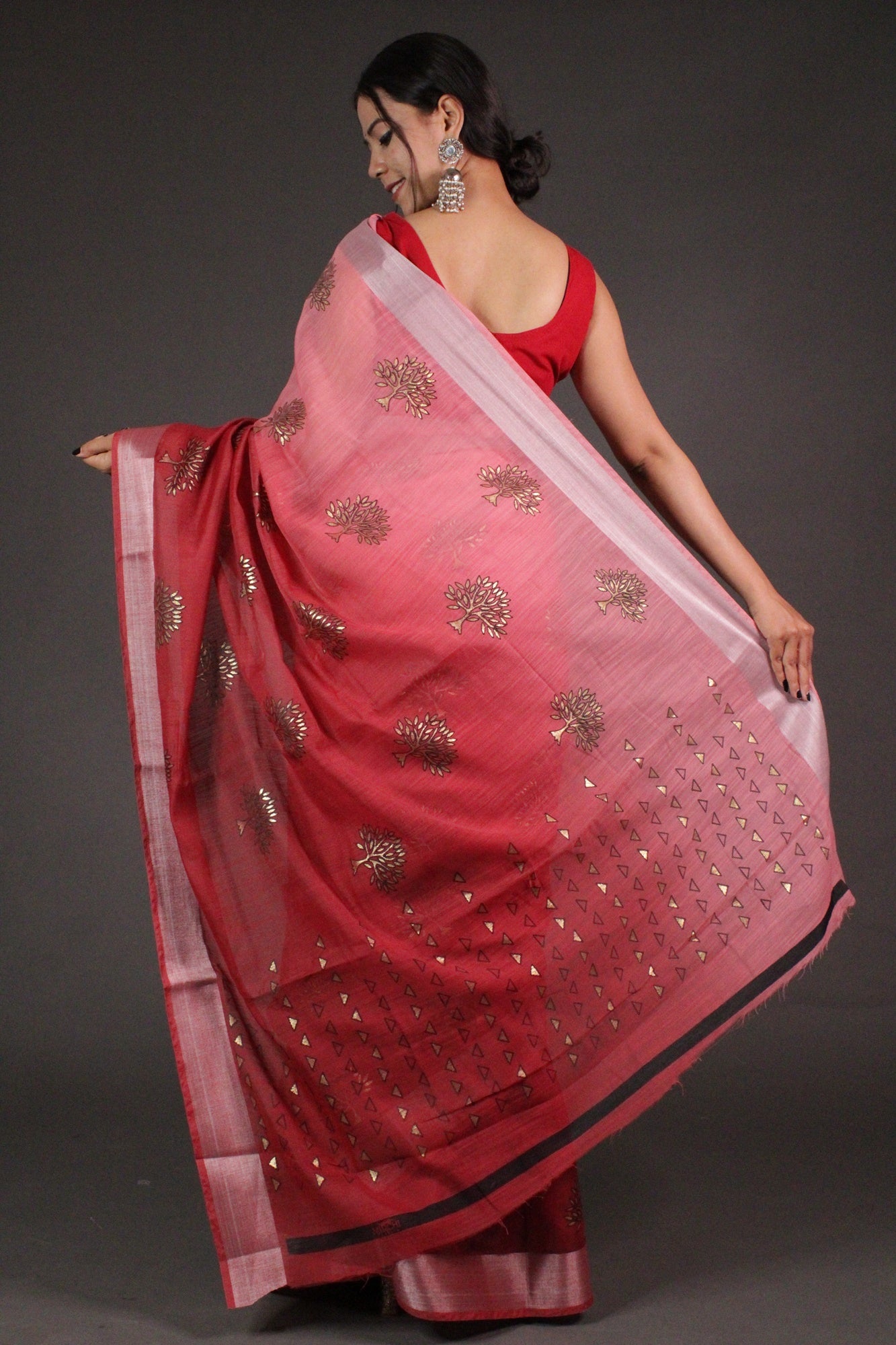 Cotton Mix 2-Tone Foil Printed Womens Wrap in 1 minute saree - Isadora Life Online Shopping Store