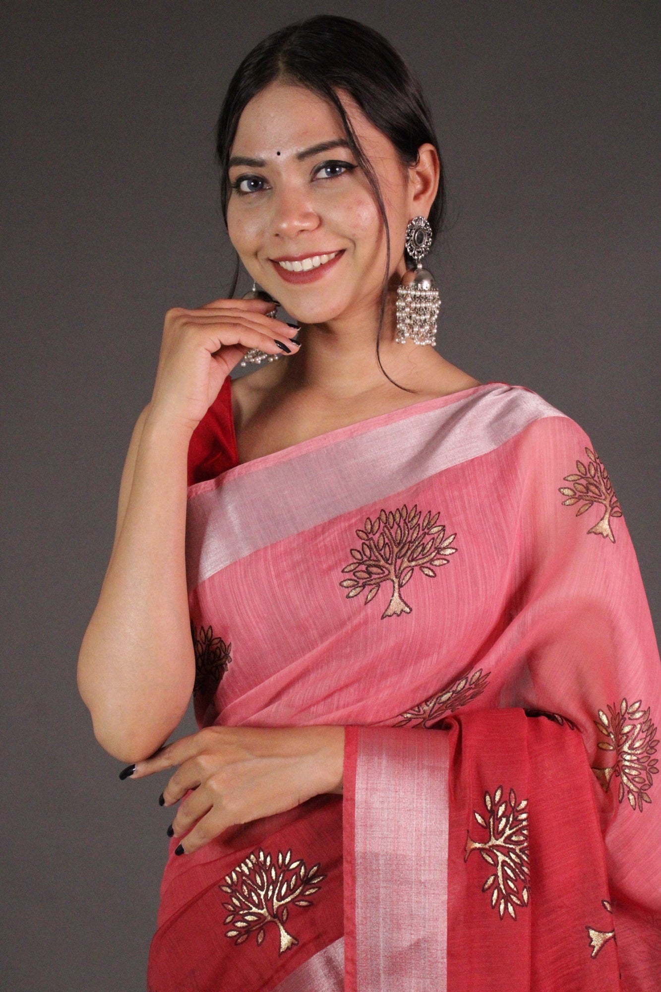 Cotton Mix 2-Tone Foil Printed Womens Wrap in 1 minute saree - Isadora Life Online Shopping Store