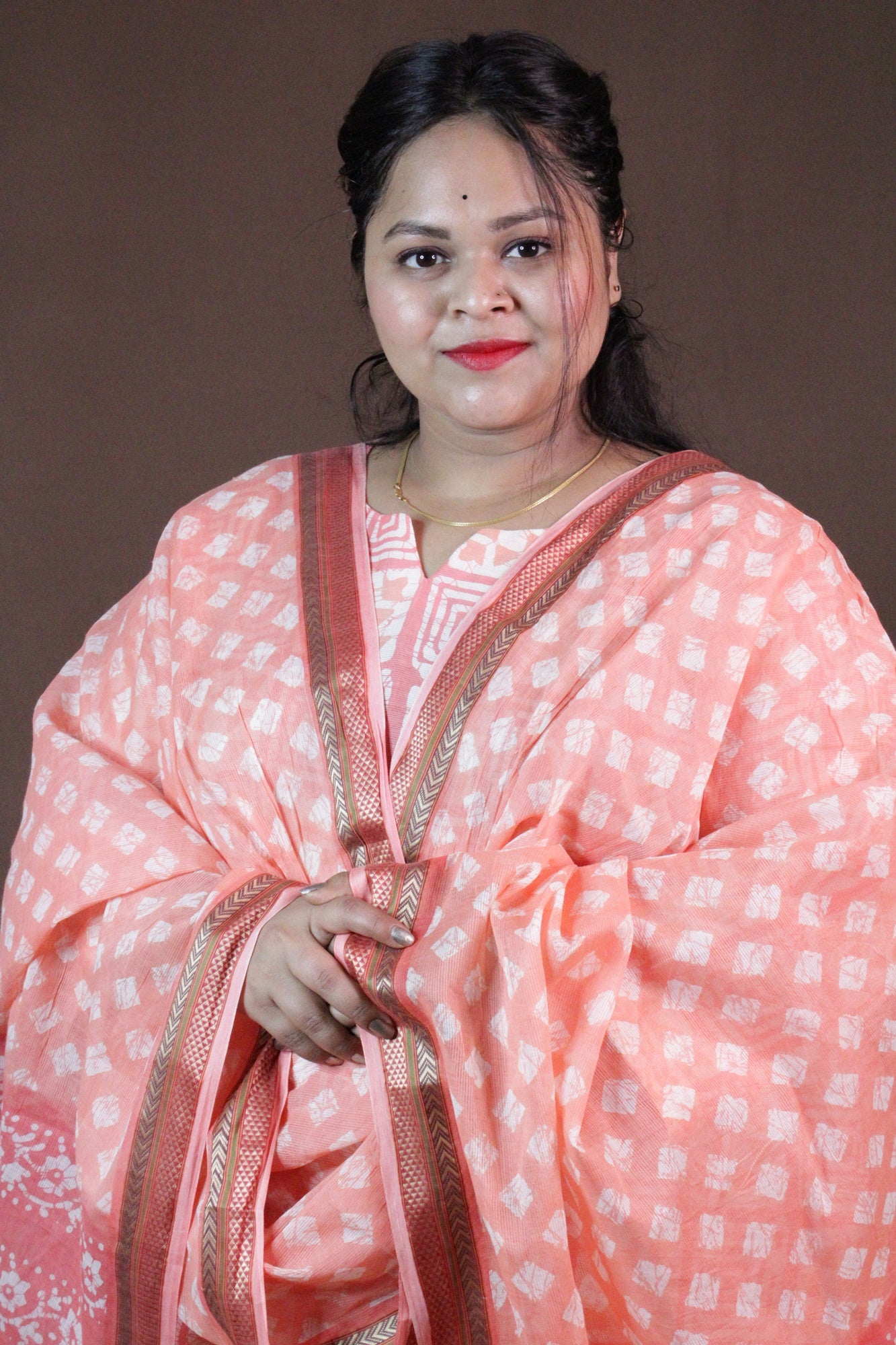 White Pink handblock print ready to wear Salwar-Kameez with printed Dupatta - Isadora Life Online Shopping Store