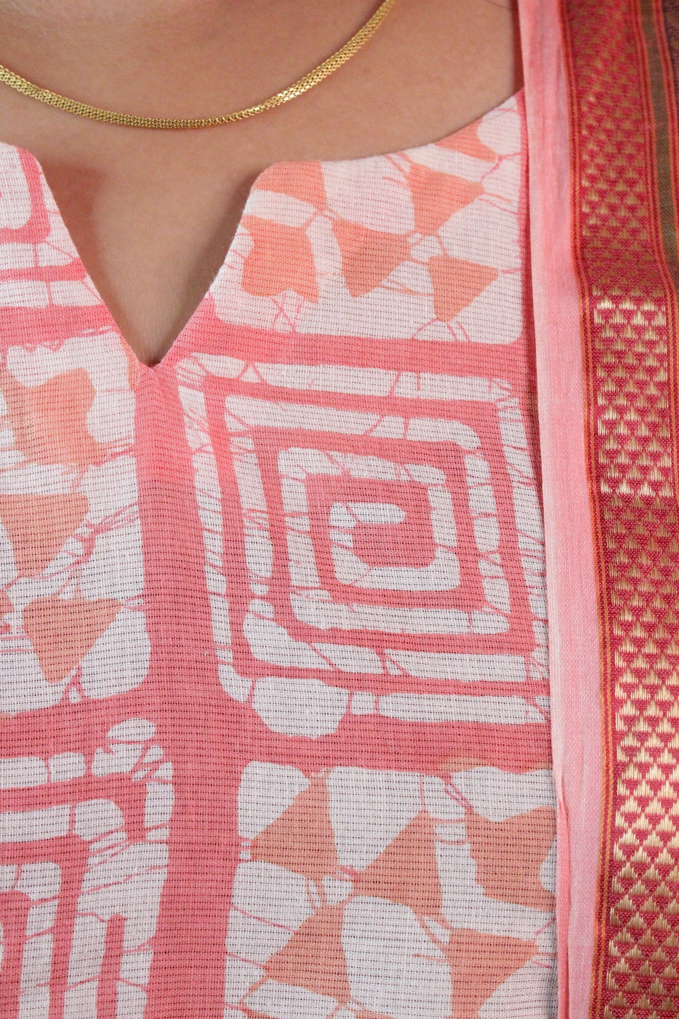 White Pink handblock print ready to wear Salwar-Kameez with printed Dupatta - Isadora Life Online Shopping Store