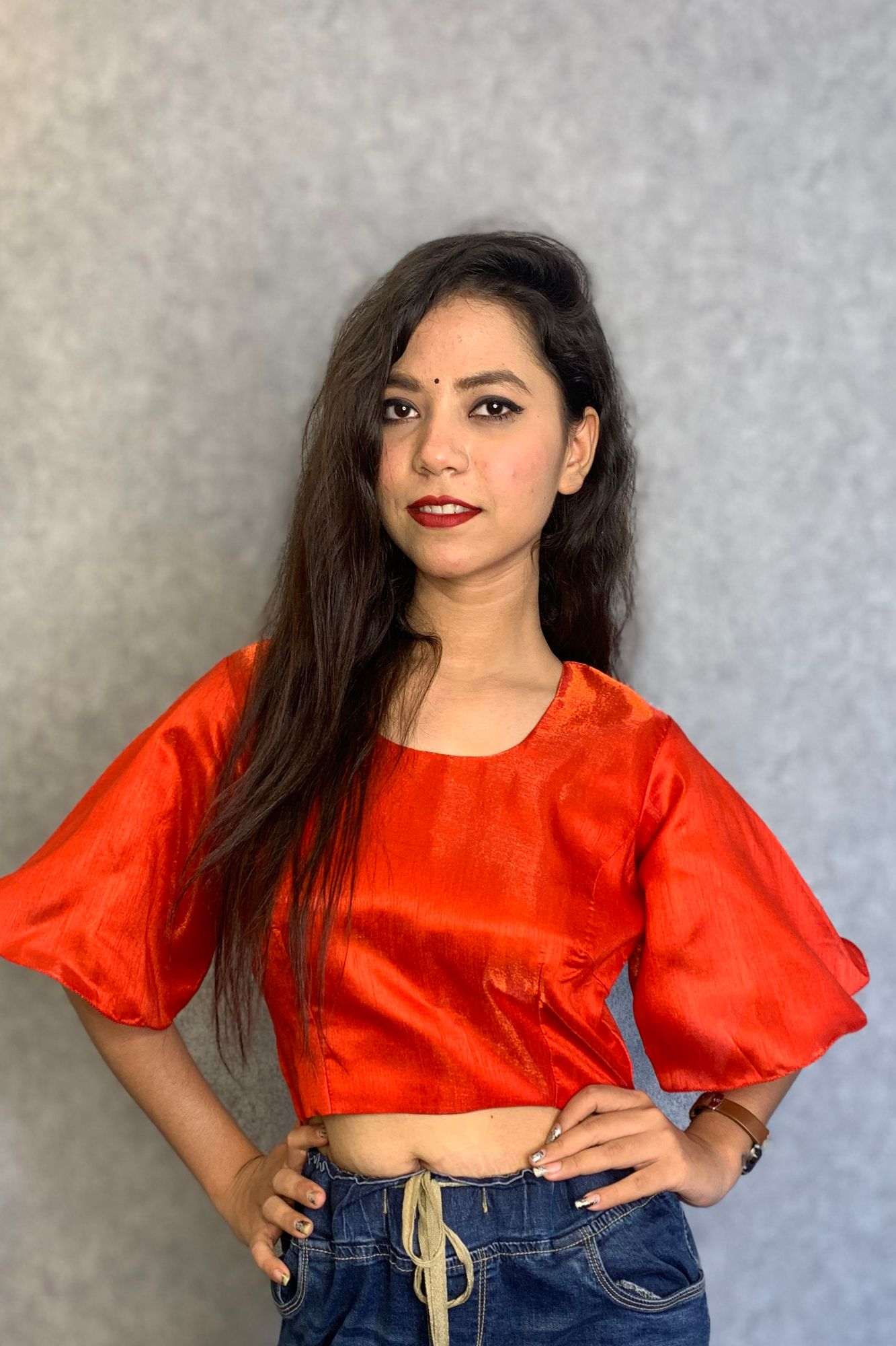 Bell sleeves art silk blouse cum top - Isadora Life Online Shopping Store