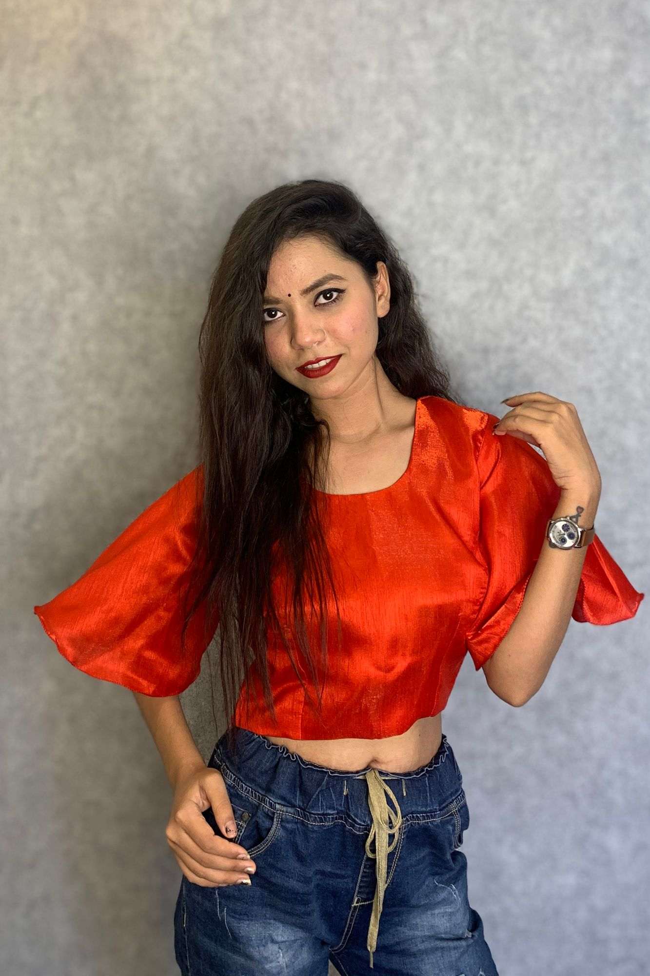 Bell sleeves art silk blouse cum top - Isadora Life Online Shopping Store