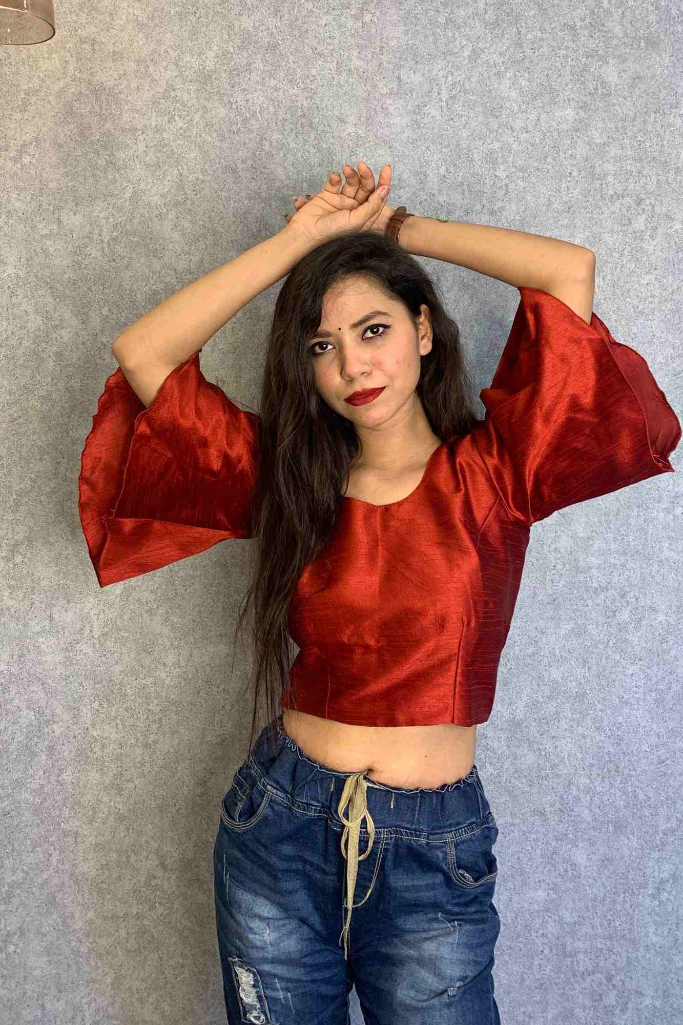 Bell sleeves art silk blouse cum top - Isadora Life Online Shopping Store