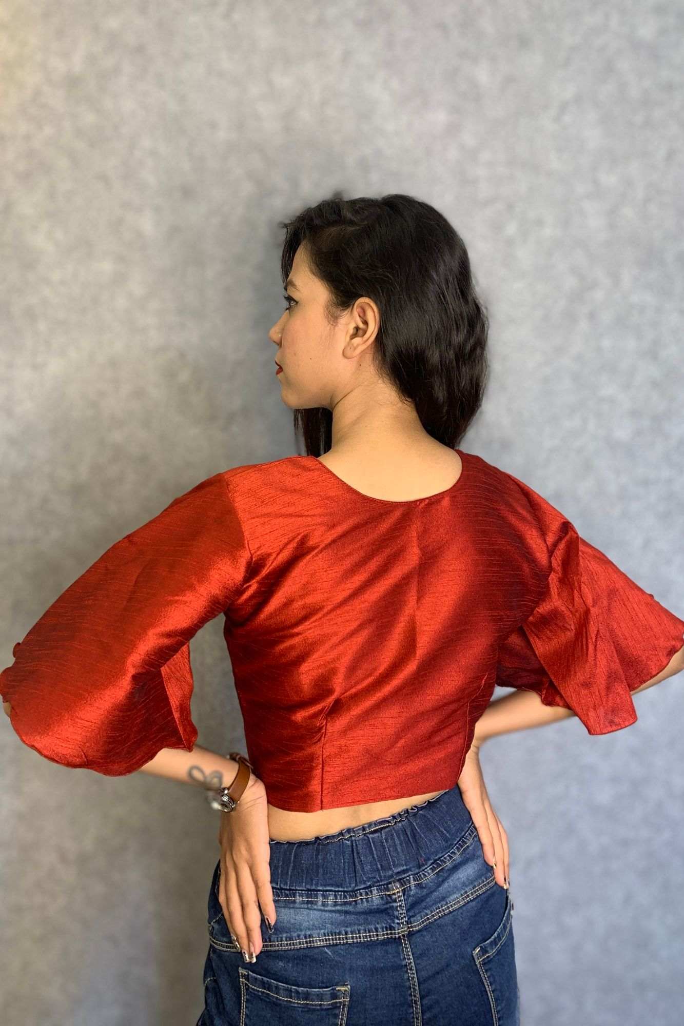 Bell sleeves art silk blouse cum top - Isadora Life Online Shopping Store