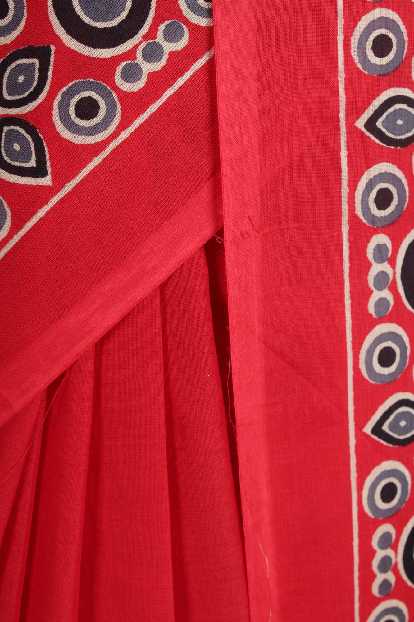 Red Ajrakh Printed Mul Mul Cotton Wrap in 1 minute saree - Isadora Life Online Shopping Store