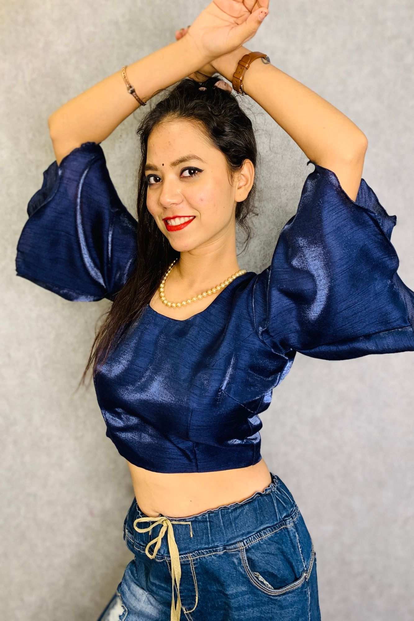 Bell sleeves art silk blouse cum top - Isadora Life Online Shopping Store