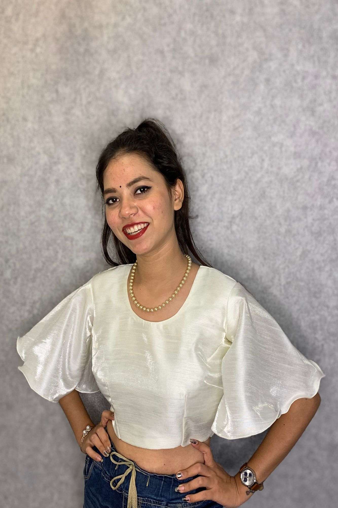 Bell sleeves art silk blouse cum top - Isadora Life Online Shopping Store