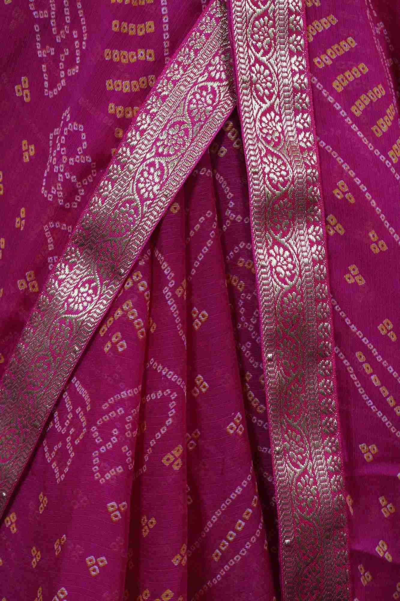 Pink Bandhani Chiffon Wrap in 1 minute saree - Isadora Life Online Shopping Store