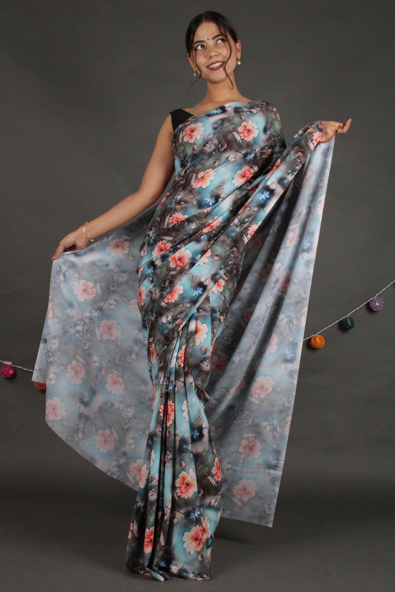 Beautiful Floral Digital Printed Wrap in 1 minute saree - Isadora Life Online Shopping Store