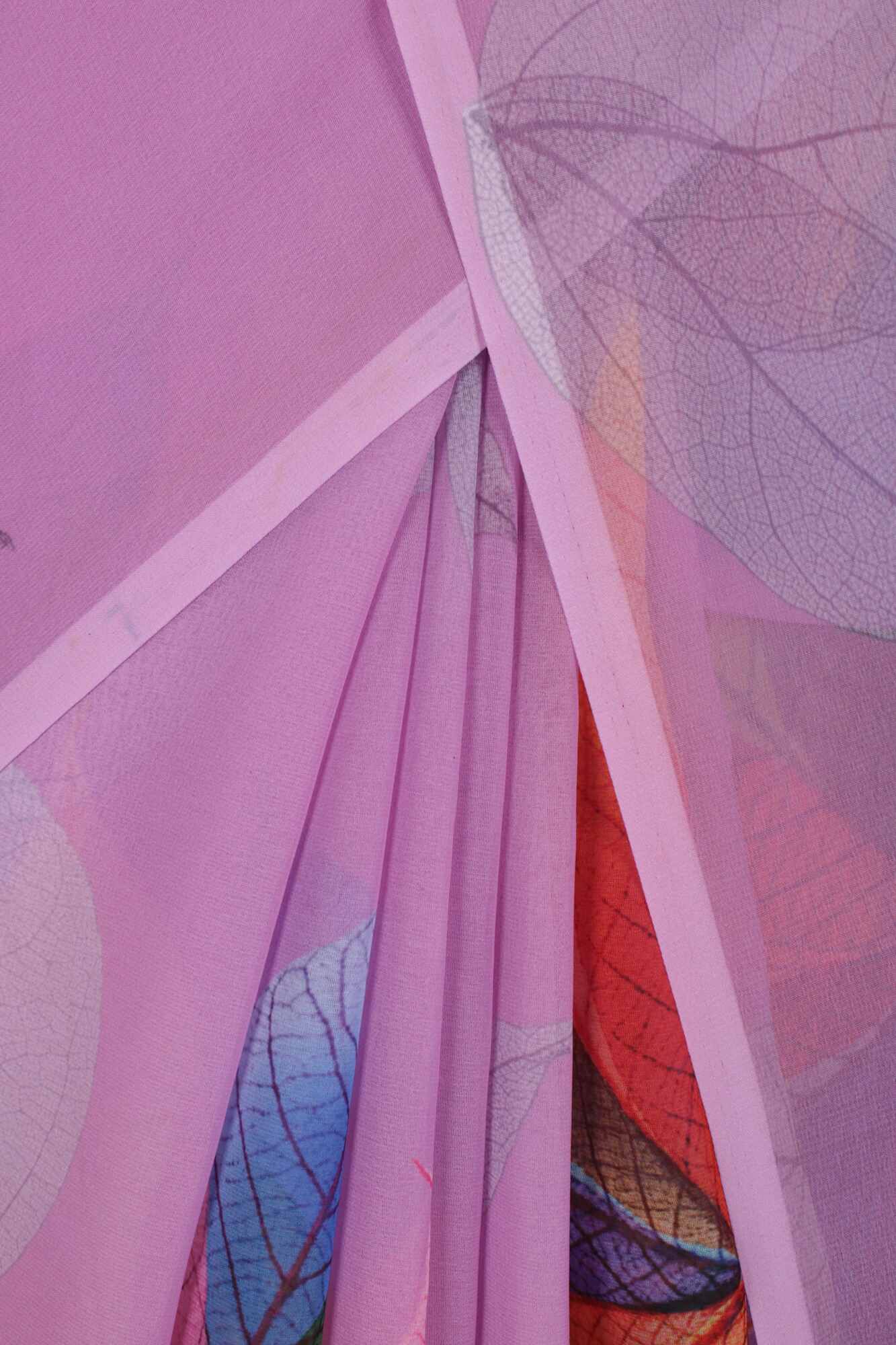 Lavender geometric multicolor flower printed Georgette wrap in 1 minute saree - Isadora Life Online Shopping Store