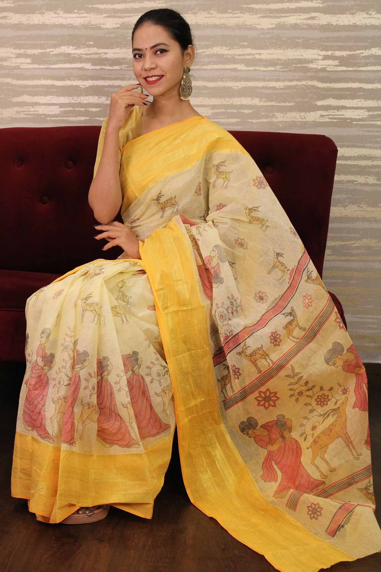 Shakuntala design bengal tant cotton wrap in 1 minute saree - Isadora Life Online Shopping Store
